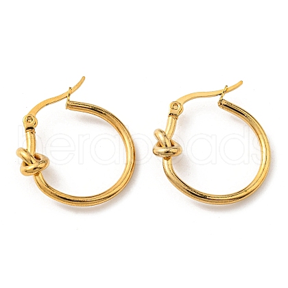 PVD Vacuum Plating 304 Stainless Steel Knot Hoop Earrings EJEW-F319-06G-1