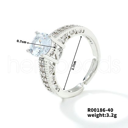 Mother's Day Rings Fashionable Unisex Brass Micro Pave Clear Cubic Zirconia Solitaire Ring VA2990-5-1