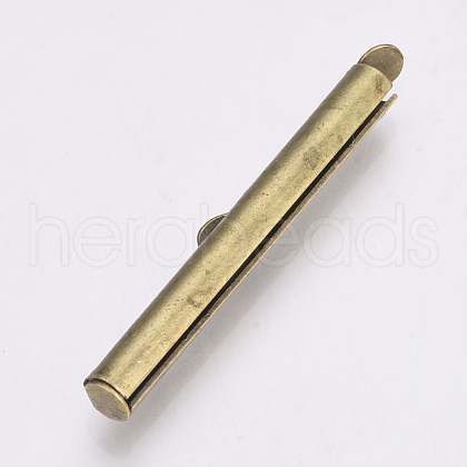 Brass Slide On End Clasp Tubes X-KK-Q747-11H-AB-1