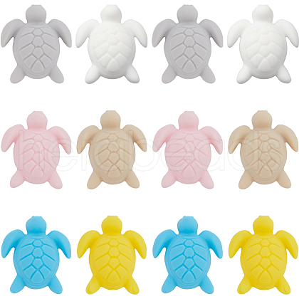 SUNNYCLUE 12Pcs 6 Colors Turtle Food Grade Eco-Friendly Silicone Focal Beads SIL-SC0001-88-1