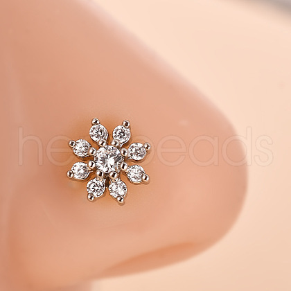 316L Surgical Stainless Steel Clear Cubic Zirconia L-Shaped Nose Rings WG09863-05-1