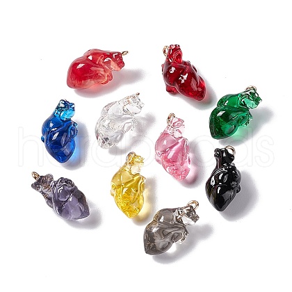 Transparent Resin Pendants RESI-E028-01G-M-1
