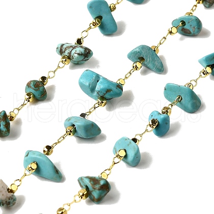 Handmade Synthetic Turquoise Chip Beaded Chains CHC-F020-10G-05-1