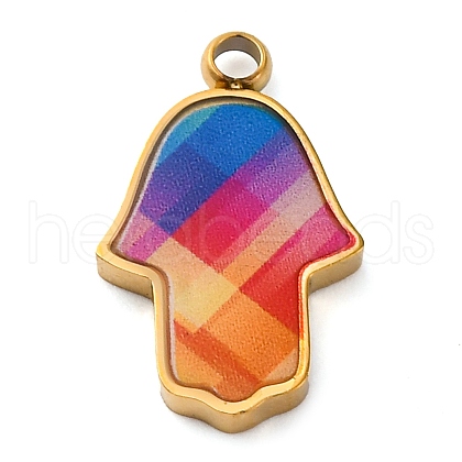 304 Stainless Steel Enamel Pendants STAS-M105-34G-03-1