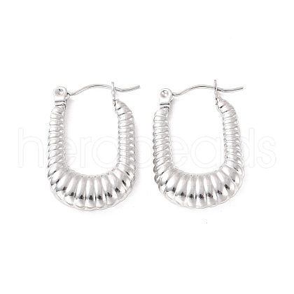 304 Stainless Steel Rectangle Hoop Earrings EJEW-P198-01P-1