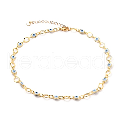 Brass Horse Eye Link Chain Necklaces NJEW-JN03161-01-1