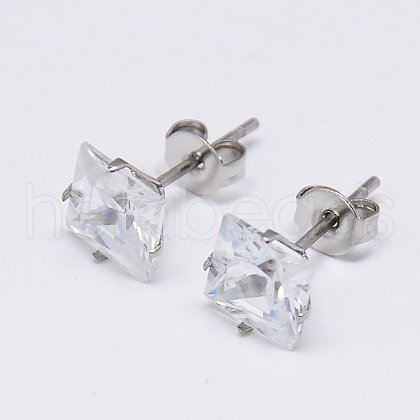 Cubic Zirconia Ear Studs STAS-E051-2E-1