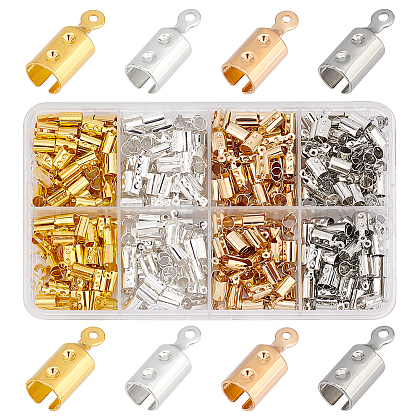   400Pcs 4 Colors Iron Folding Crimp Ends IFIN-PH0002-27-1