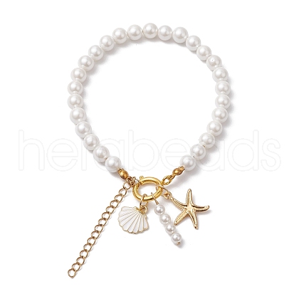 Summer Beach Shell & Starfish Charm Bracelets BJEW-JB10485-1