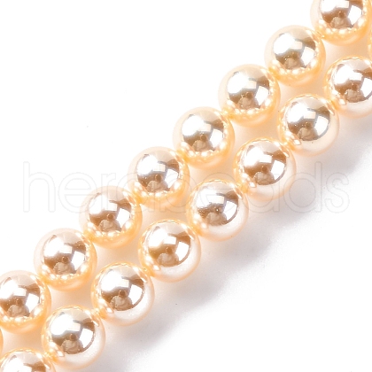 UV Plating Pearlized Glass Pearl Beads Strands GLAA-F128-01A-T8-1