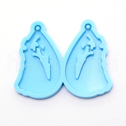 Teardrop with Lady Silicone Pendant Molds DIY-WH0175-58-1