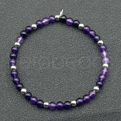 Natural Amethyst Bead Stretch Bracelets for Women LG9619-9-1