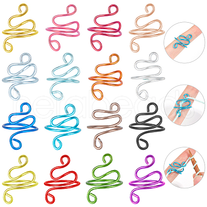 16Pcs 16 Colors Aluminu Cuff Rings RJEW-BC00001-1