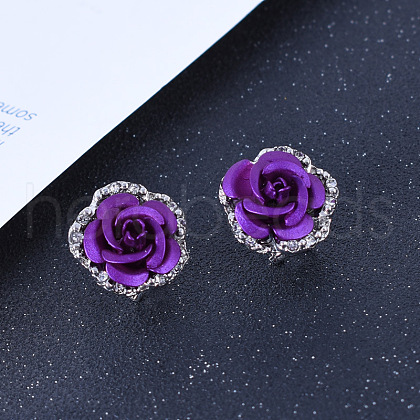 Alloy Rhinestone Stud Earrings WG72A22-03-1