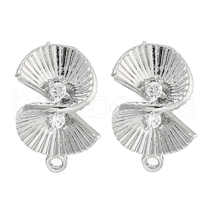 Brass Micro Pave Cubic Zirconia Stud Earring Findings KK-U015-04P-1