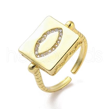 Brass Micro Pave Cubic Zirconia Cuff Rings RJEW-M170-23G-1