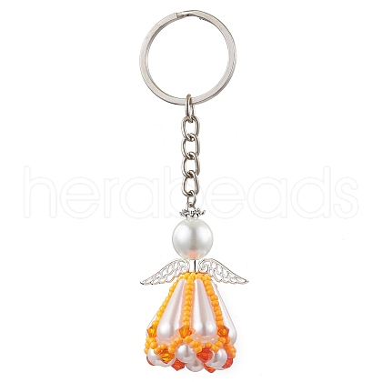 Glass Seed Bead with Acrylic Angel Keychain KEYC-MZ00026-02-1