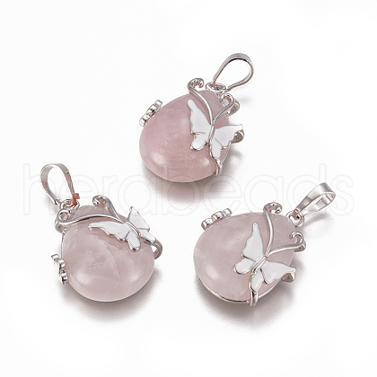 Natural Rose Quartz Pendants G-K296-B05-1