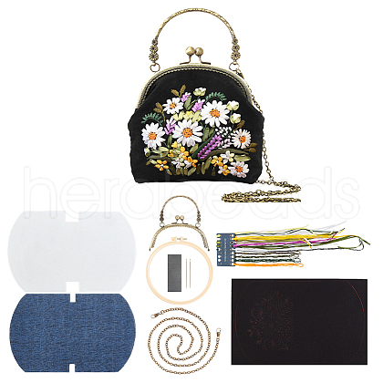DIY Ethnic Style Flower Pattern Embroidery Crossbody Bags Kits DIY-WH0292-87C-1