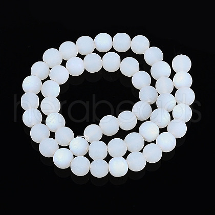 Frosted Imitation Jade Glass Beads Strands GLAA-T032-J8mm-MBB02-1