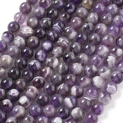 Natural Amethyst Beads Strands G-M445-8MM-01E-1
