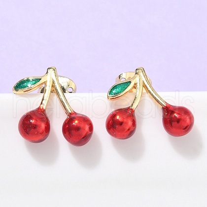 Brass Enamel Stud Earrings EJEW-Q017-01B-G-1