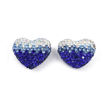 Gradient Color Heart Shaped Polymer Clay Rhinestone Beads CLAY-NH0002-03D-1