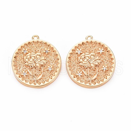 Brass Micro Pave Clear Cubic Zirconia Pendants KK-S364-116-1