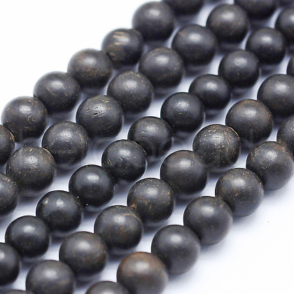 Natural Ebony Wood Beads Strands X-WOOD-P011-03-6mm-1