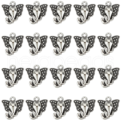 SUNNYCLUE 160Pcs Tibetan Style Zinc Alloy Elephant Head Charms FIND-SC0007-97-1