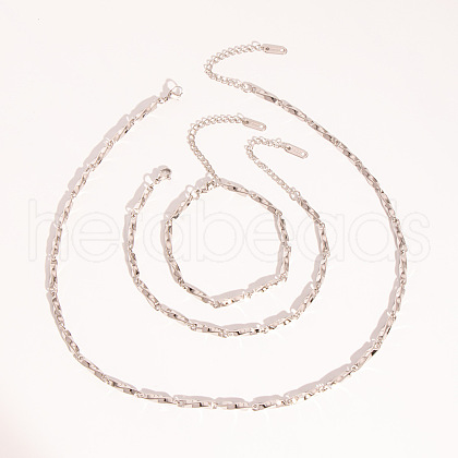 Stainless Steel Twist Link Chain Necklace & Bracelet & Anklet Sets for Women VF6522-1-1