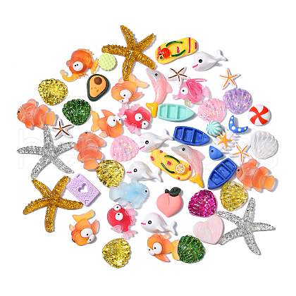 Ocean Theme Opaque Resin Cabochons RESI-CJC0012-06-1