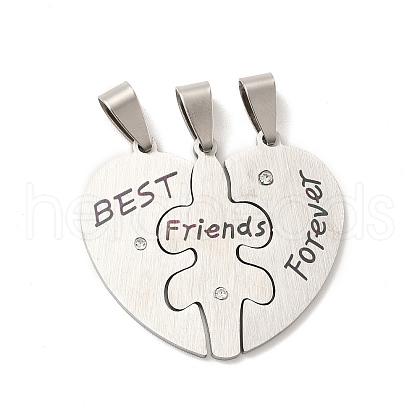 Friendship 201 Stainless Steel Rhinestone Pendants STAS-K251-018P-1