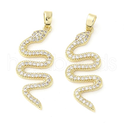 Rack Plating Brass Micro Pave Clear Cubic Zirconia Pendants KK-M260-03G-1