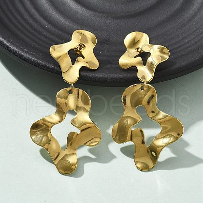304 Stainless Steel Dangle Stud Earrings for Women EJEW-K268-13A-G-1