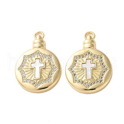 Brass Micro Pave Cubic Zirconia Pendants KK-U070-01A-G-1