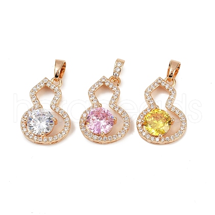 Brass Micro Pave Cubic Zirconia Pendants KK-E795-28KCG-01-1