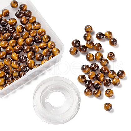 100Pcs 8mm Natural Tiger Eye Beads Round Beads DIY-LS0002-48-1