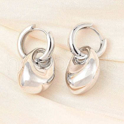Nuggets Brass Hoop Earrings for Women EJEW-U057-06B-02P-1
