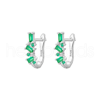 Elegant Geometric 925 Sterling Silver Cubic Zirconia Hoop Earrings TC0914-4-1
