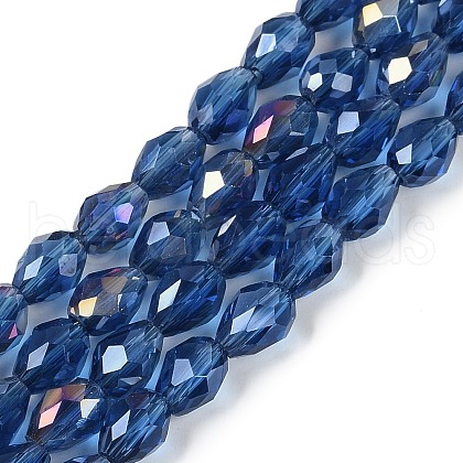 Transparent Electroplate Glass Beads Strands EGLA-N013-T8mm-B28-1