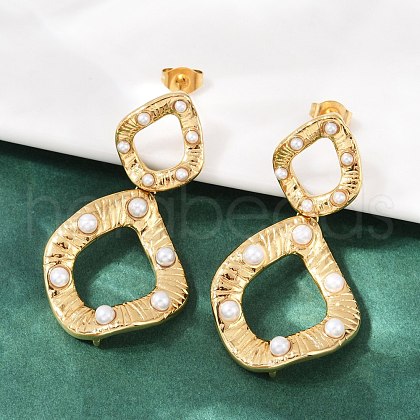 304 Stainless Steel Nuggets Dangle Stud Earrings EJEW-S265-02G-1