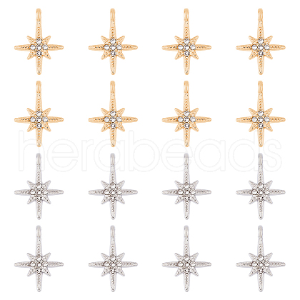 DICOSMETIC 60Pcs 2 Colors Alloy Rhinestone Pendants ALRI-DC0001-10-1