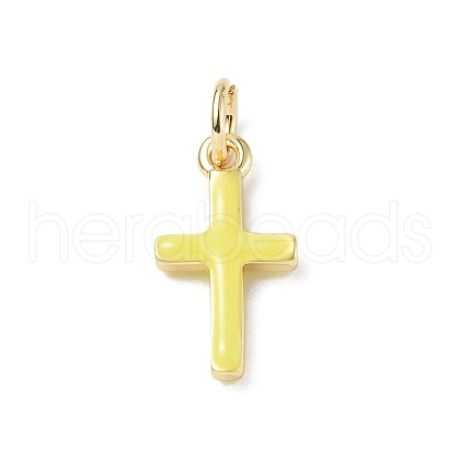 Real 18K Gold Plated Eco-Friendly Rack Plating Brass Enamel Pendants KK-F845-40G-06-1