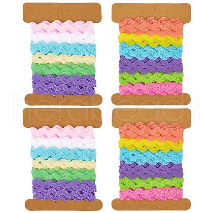 Gorgecraft 4 Cards 2 Styles  Polyester Wavy Fringe Trim Ribbon DIY-GF0009-48C-1