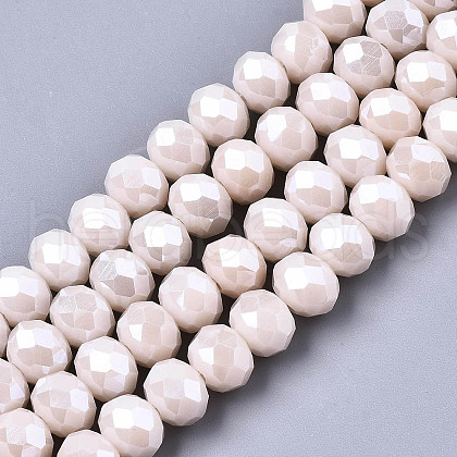 Electroplate Glass Beads Strands X-EGLA-A034-P8mm-A19-1