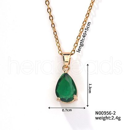 Exquisite Fashion Rose Necklace with Full Rhinestone Water Drop Pendant FM1408-2-1