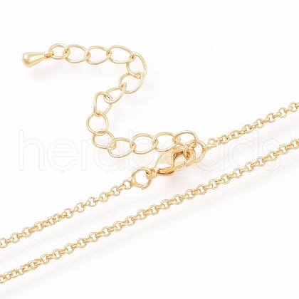 Brass Rolo Chain Necklaces Making MAK-L025-04G-1