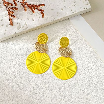 3-Round Alloy Dangle Stud Earrings FS-WG460DD-04-1