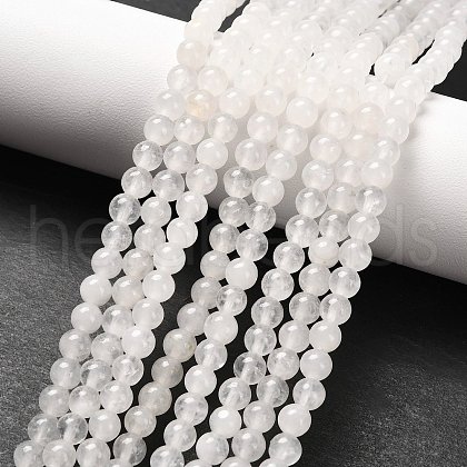 Natural White Jade Round Bead Strands G-G735-08-4mm-1